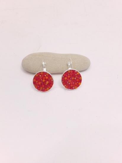 Boucle d'oreille orange en millefiori et perles de verre