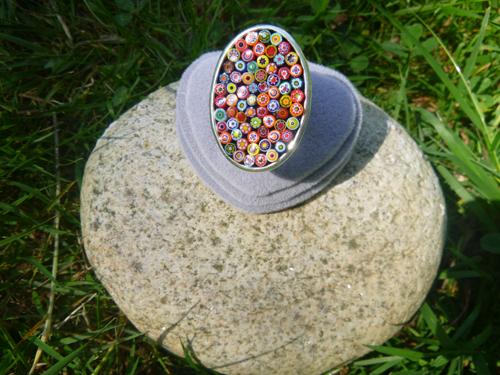 Bague ovale en millefiori